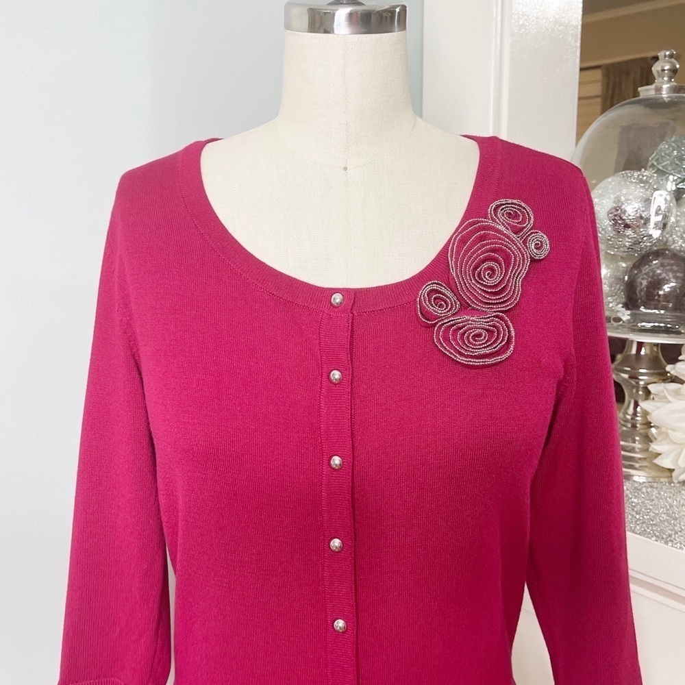 White House Black Market Pink Snap Front Sweater Cardigan Size XS - Picture 3 of 12